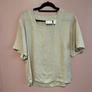 Go Linen Natural Shirt Size 2 Organic European Womens Blouse Top M Embroidered